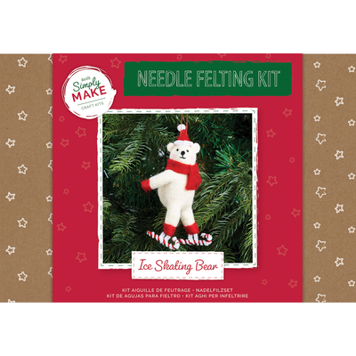 Festive Ice Skating Bear Needle Felting Kit image number 1