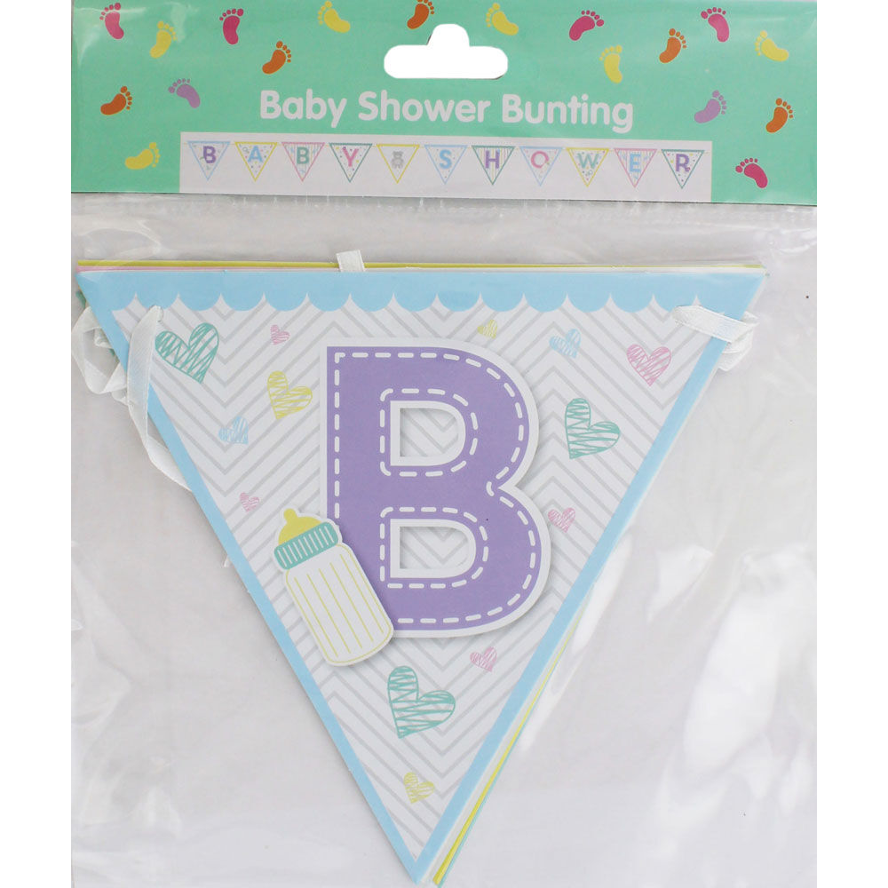 réversible carte triangles sur ruban blanc Baby Shower Bunting 