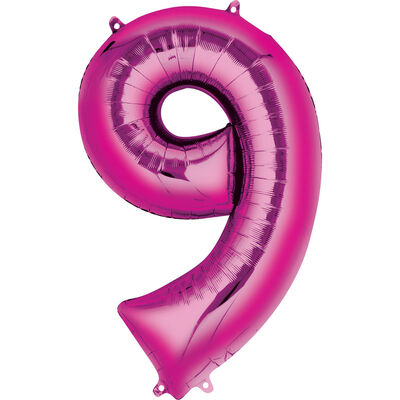 34 Inch Pink Number 9 Helium Balloon image number 1