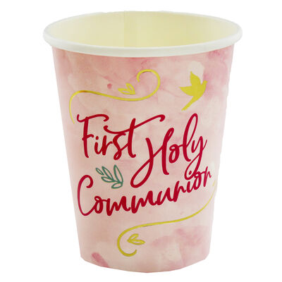 Pink First Holy Communion Paper Cups - 8 Pack image number 1