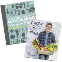 RHS Gardening Through The Year & Grow Food For Free 2 Book Bundle