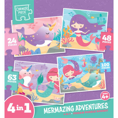 Mermazing Adventures 4-in-1 Jigsaw Puzzle Set image number 1