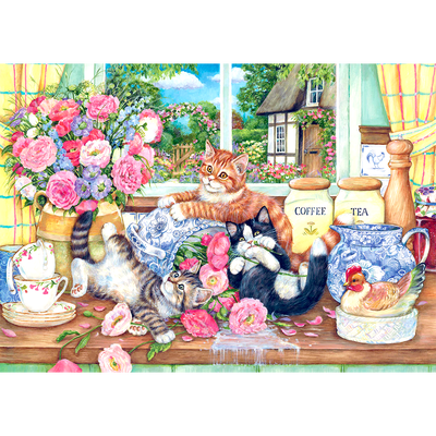 Tea Time Cats 500 Piece Jigsaw Puzzle image number 2