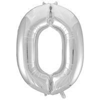34 Inch Silver Number 0 Helium Balloon