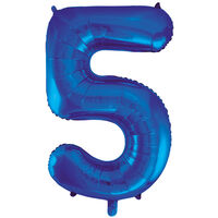 34 Inch Blue Number 5 Helium Balloon