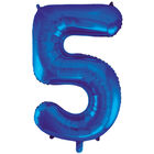 34 Inch Blue Number 5 Helium Balloon image number 1