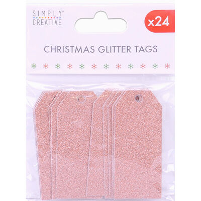 Rose Gold Christmas Glitter Gift Tags - 24 Pack image number 1