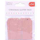 Rose Gold Christmas Glitter Gift Tags - 24 Pack image number 1
