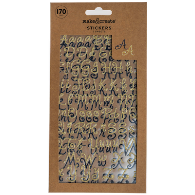 Gold & Black Script Stickers: Pack of 170 image number 3