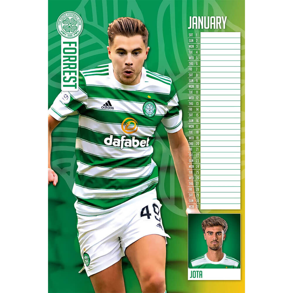 Football Month To View Celtic FC A3 Calendar 2022 