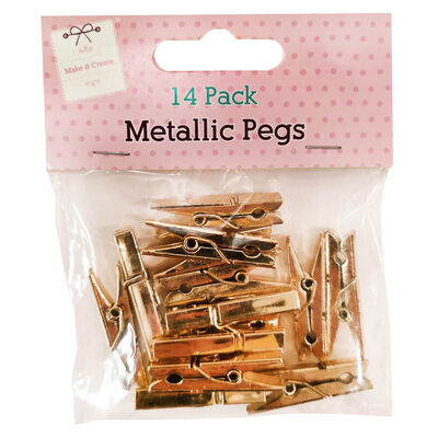Rose Gold Metallic Pegs: Pack of 14 image number 1