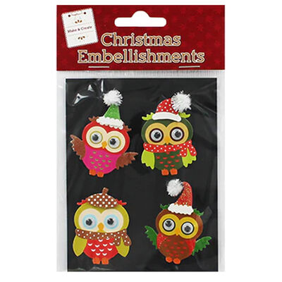 Christmas Owl Embellishments: Pack of 4 image number 1