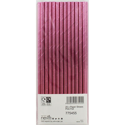 Pink Foil Paper Straws - 25 Pack image number 1