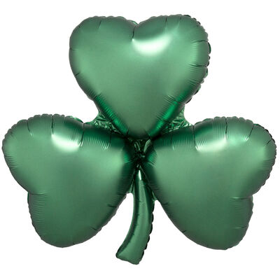 29 Inch Satin Emerald Shamrock Super Shape Helium Balloon image number 1