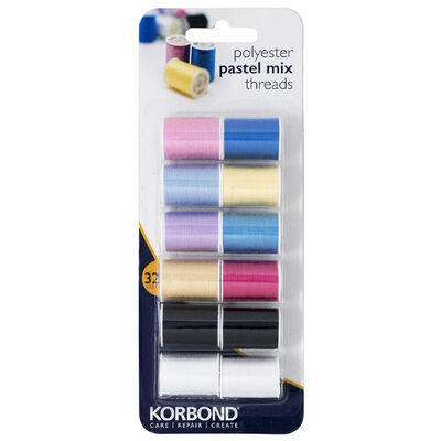 Korbond Pastel Mix Polyester Thread Selection: Set of 12 image number 1