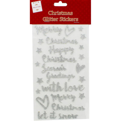 Christmas Glitter Sentiment Stickers - Assorted image number 3
