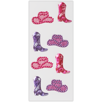 Cowgirl Boot 3D Gem Stickers: Pack of 8