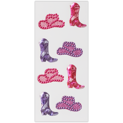 Cowgirl Boot 3D Gem Stickers: Pack of 8 image number 1