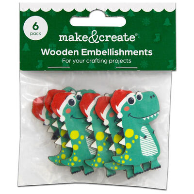 Wooden Adhesive DEX the Dinosaur Embellishments: Pack of 6 image number 1