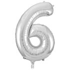 34 Inch Silver Number 6 Helium Balloon image number 1