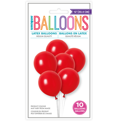 12 Inch Scarlet Red Premium Latex Helium Balloons: Pack of 10 image number 1