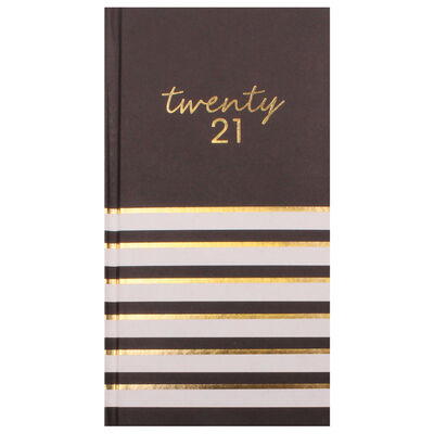 Monochrome Stripes 2021 Slim Week to View Pocket Diary image number 1