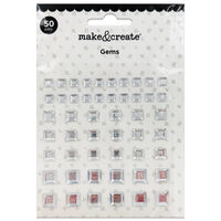 Silver Square Adhesive Gems: Pack of 50