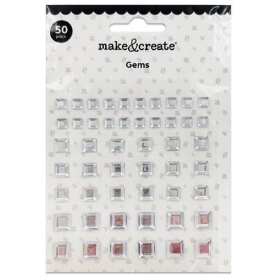 Silver Square Adhesive Gems: Pack of 50 image number 1