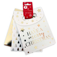 Christmas Gold & Silver Mini Gift Bags: Pack of 3