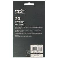 Crawford & Black Twin Tipped Art Markers: Pack of 20