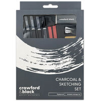 Crawford & Black Charcoal & Sketching Set: 13 Piece
