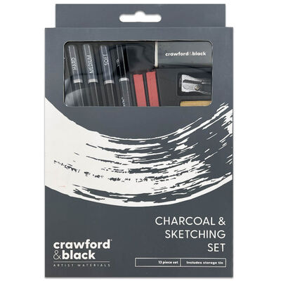 Crawford & Black Charcoal & Sketching Set: 13 Piece image number 1