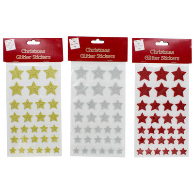 Christmas Glitter Star Stickers: Assorted image number 4