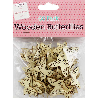 60 Wooden Butterflies - Natural image number 1