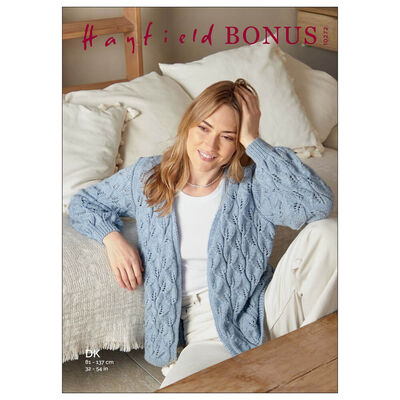 Hayfield Bonus DK: Leaf Lace Stitch Cardigan Knitting Pattern 10272 image number 1