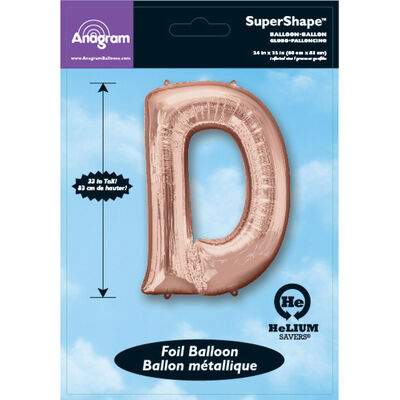 34 Inch Light Rose Gold Letter D Helium Balloon image number 2