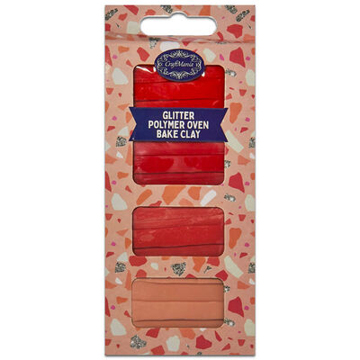 Craftmania Glitter Reds Polymer Oven Bake Clay: Pack of 4 image number 1