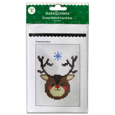 Cross-Stitch Card Making Kit: Reindeer image number 1