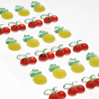 Pineapple and Cherry 3D Gem Stickers: Pack of 24