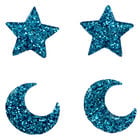 Blue Glitter Star and Moon Embellishments - 4 Pack image number 2