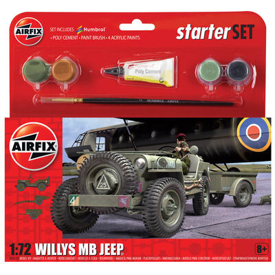 Airfix Willys MB Jeep 1:72 Scale Model Starter Set image number 1