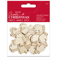 Christmas Mini Mittens Natural Wooden Shapes: Pack of 30