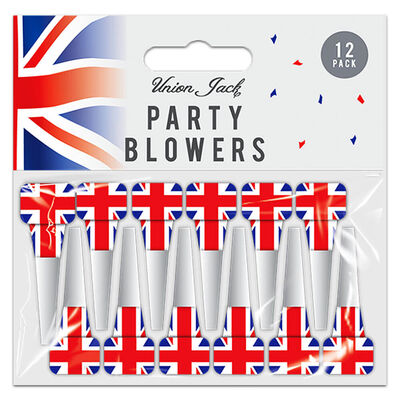 Union Jack Party Blowers: Pack of 12 image number 1