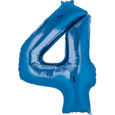 34 Inch Blue Number 4 Helium Balloon image number 1