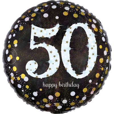 18 Inch Black Number 50 Helium Balloon image number 1