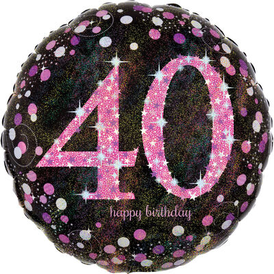 18 Inch Pink Number 40 Helium Balloon image number 1