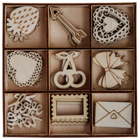 Wooden Heart and Cherry Embellishments: Pack of 45