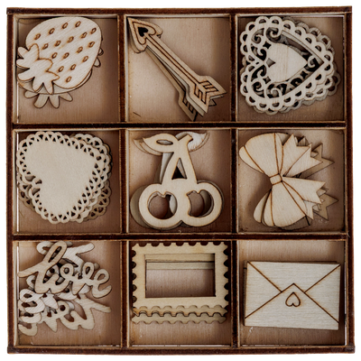 Wooden Heart and Cherry Embellishments: Pack of 45 image number 1