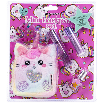 Dream Pop Caticorn Mini Backpack Lip and Nail Set image number 1