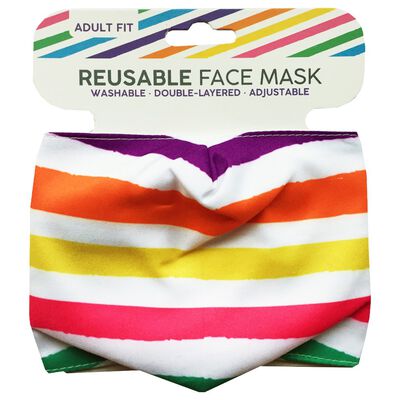 Rainbow Striped Reusable Face Mask image number 1